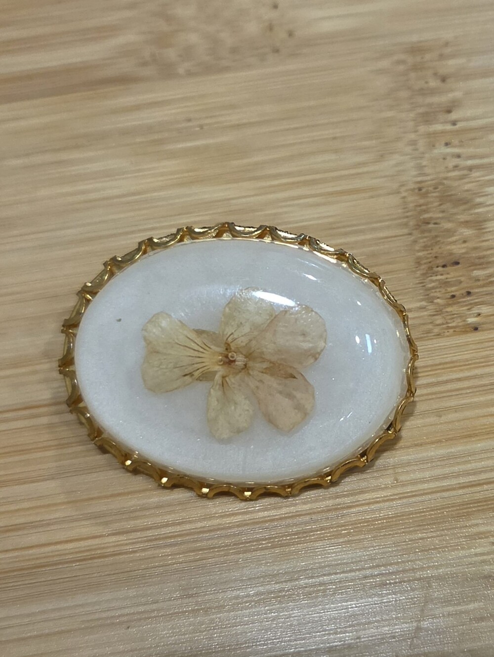 Vintage Geranium Lucite Bethel Pin